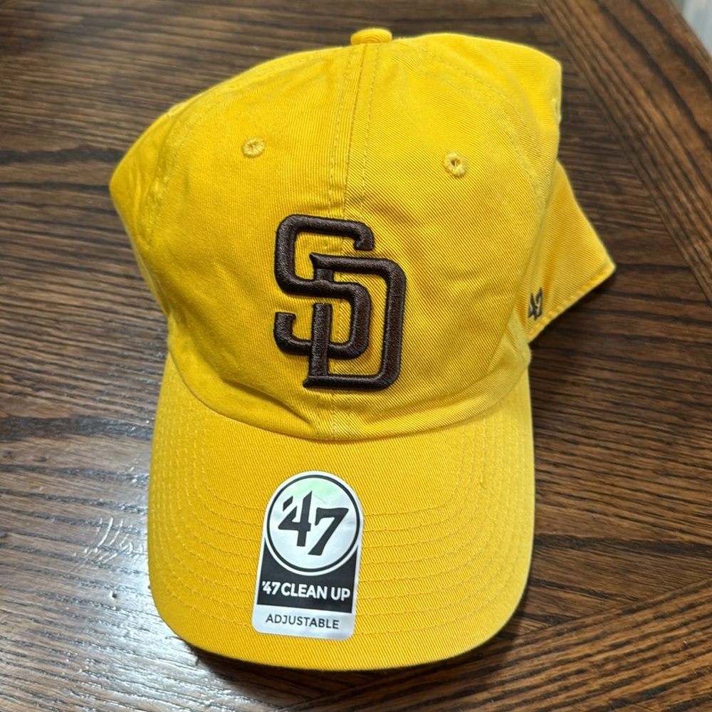 47 Clean Up San Diego Padres Hat Yellow Brown Relaxed Fit Embroidered - Picture 3 of 8